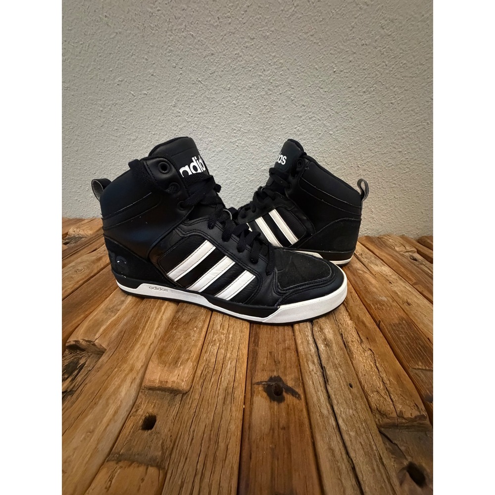 Adidas Hoops 2.0 Mid Size 10.5 Black White Basketball Sneakers AW5407